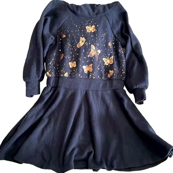 Little Mass Dress, SZ 3T, Hooded, Soft fleece feel, shinny Gold Butterflies (T4) - Picture 11 of 11